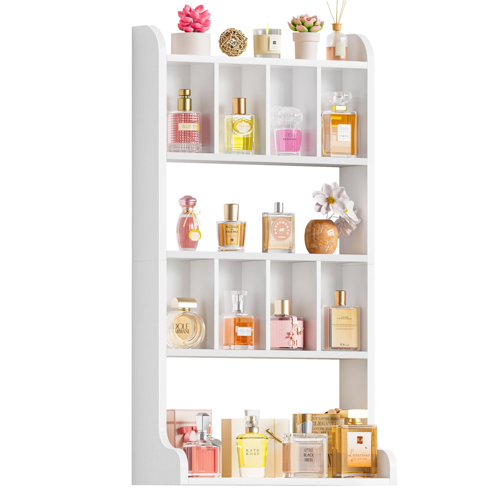 Perfume Organizer Wall Mount & Large Cologne Display Case – Wooden Multi-Tier