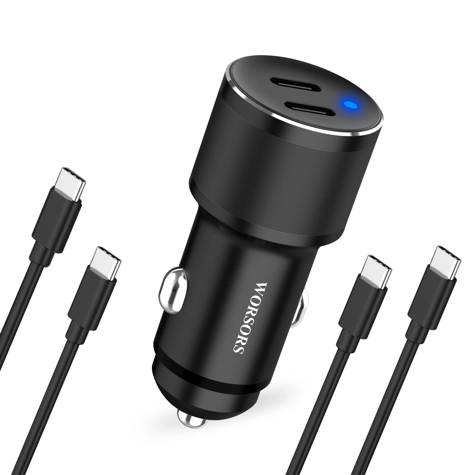 Dual 45W USB C Car Charger, 90W Max Super Fast Charging, All Metal 12V Cigarette
