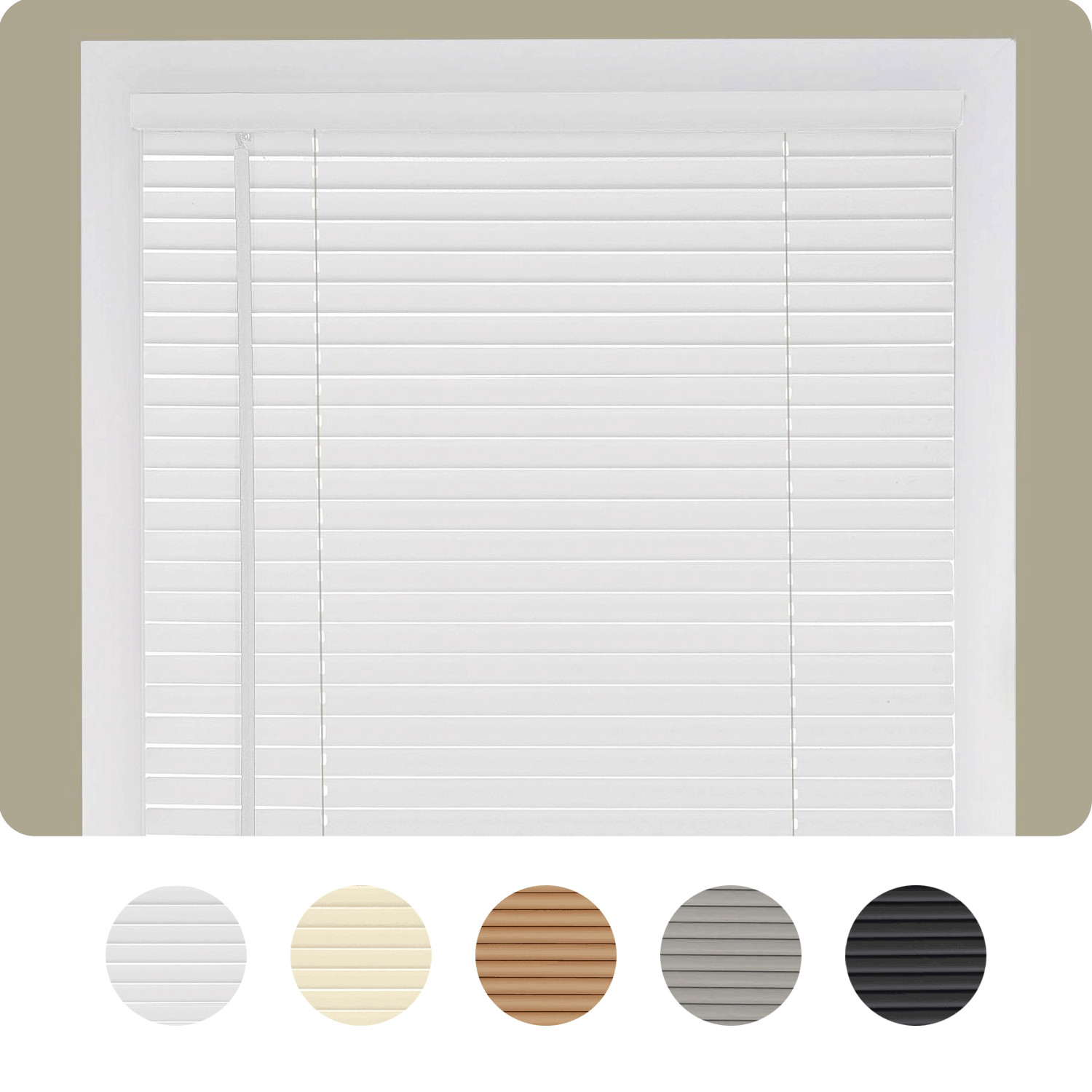 Cordless Window Blinds Mini Blinds 1″ Black White Alabaster Wood Vinyl Blind