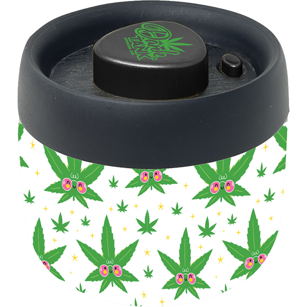 4.25in Leaf Face Dank Tank Vacuum Jar – 400ml Airtight Storage Container