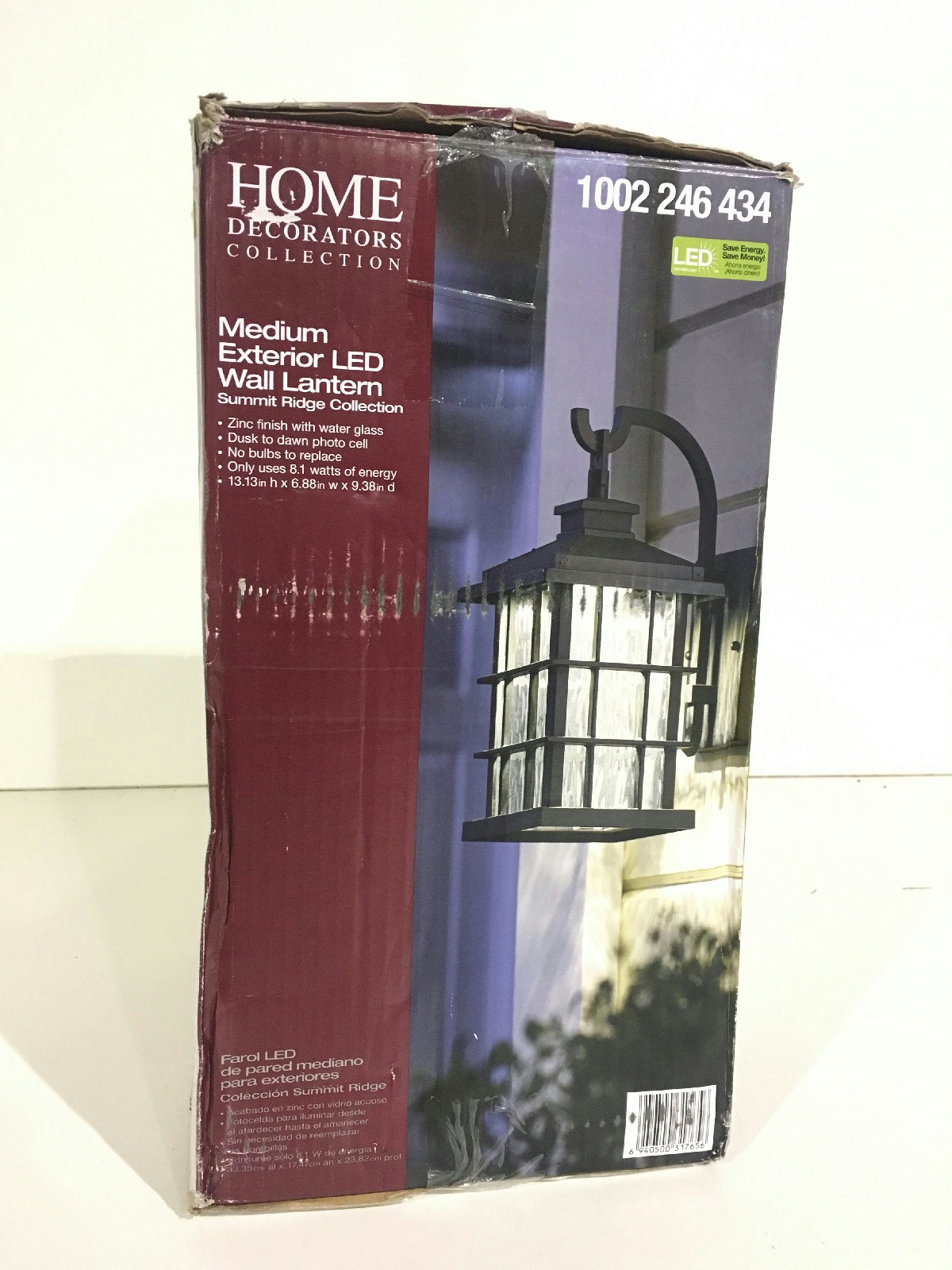 Home Decorators Summit Ridge Medium 13.13 in. Exterior LED Wall Lantern Zinc