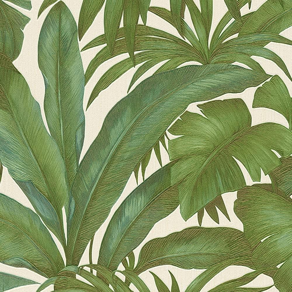 Wallpaper Versace Textured Green Palm Leaves, 75 sq ft