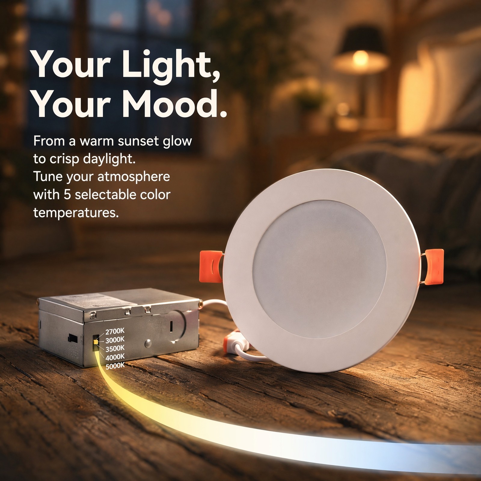 12 Pack 4 Inch Recessed Ceiling Panel Light 5CCT LED Dimmable with Junction Box