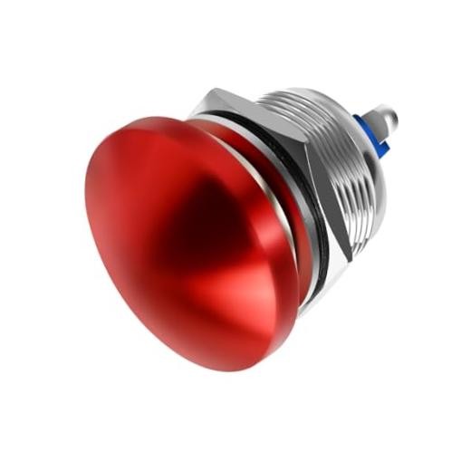 Red Mushroom Head Momentary Push Button Switch IP65 Waterproof 12V 24V 16mm