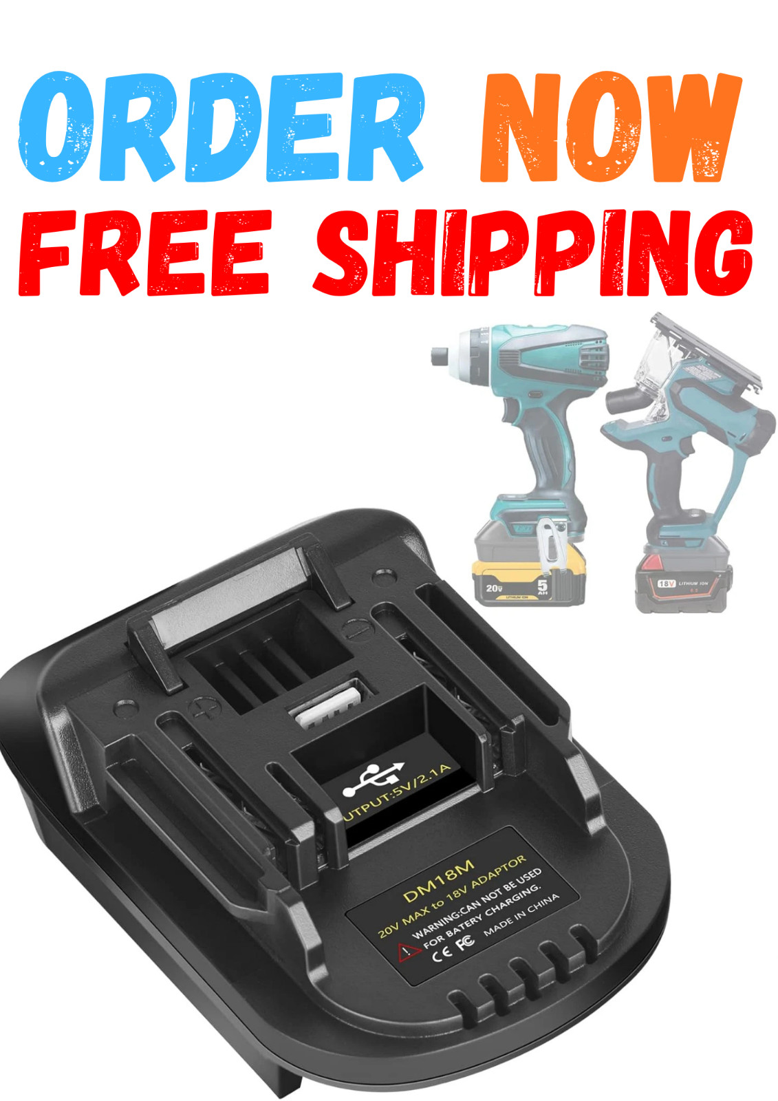 USB Battery Adapter Converter for Dewalt 20V Milwaukee 18V Convert to Makita 18V