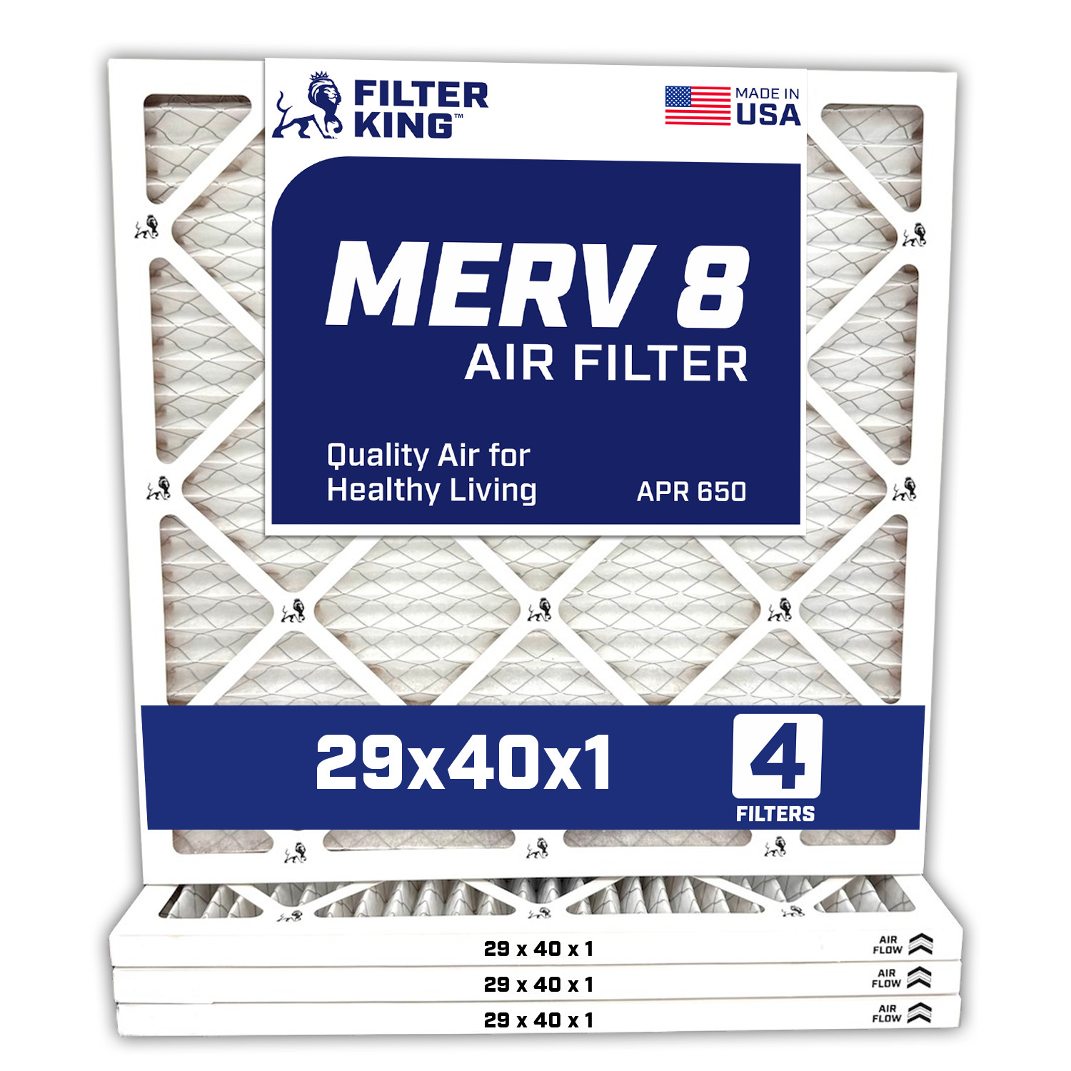 Filter King 29x40x1 Air Filter 4-PACK MERV 8 Actual Size 29 x 40 x .75″
