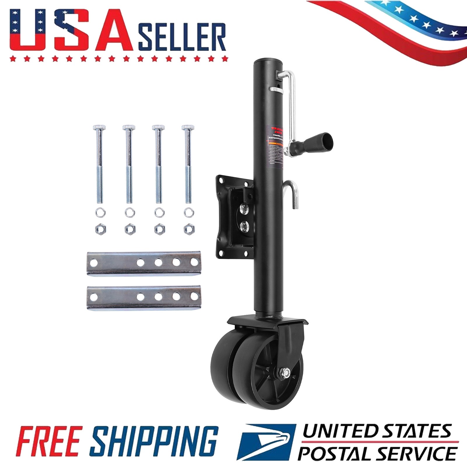 2000lbs Heavy Duty Swivel Trailer Jack – Boat Trailer Jack with 6″ Dual Wheels