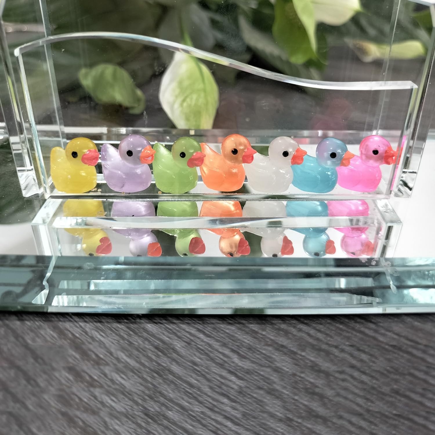 60 Pcs Mini Resin Ducks Luminous Tiny Ducks Miniature Duck Glow in Th