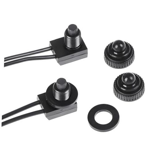 2 PCS Waterproof Push Button Switch, KP-107 12V On/Off SPST Switch with 4.5