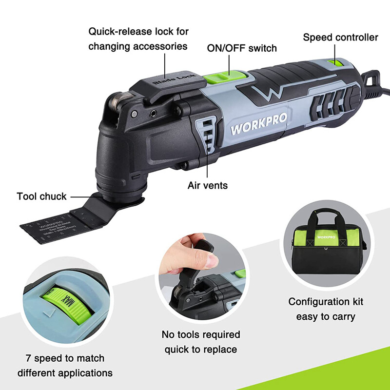 WORKPRO Oscillating Multi-Tool Kit 3.0Amp Corded Replaceable Oscillating Saw Set