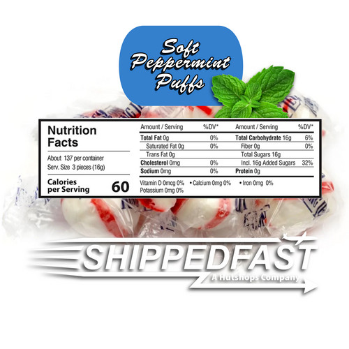 Peppermint Puffs Soft Candy, Individually Wrapped 1 lb.