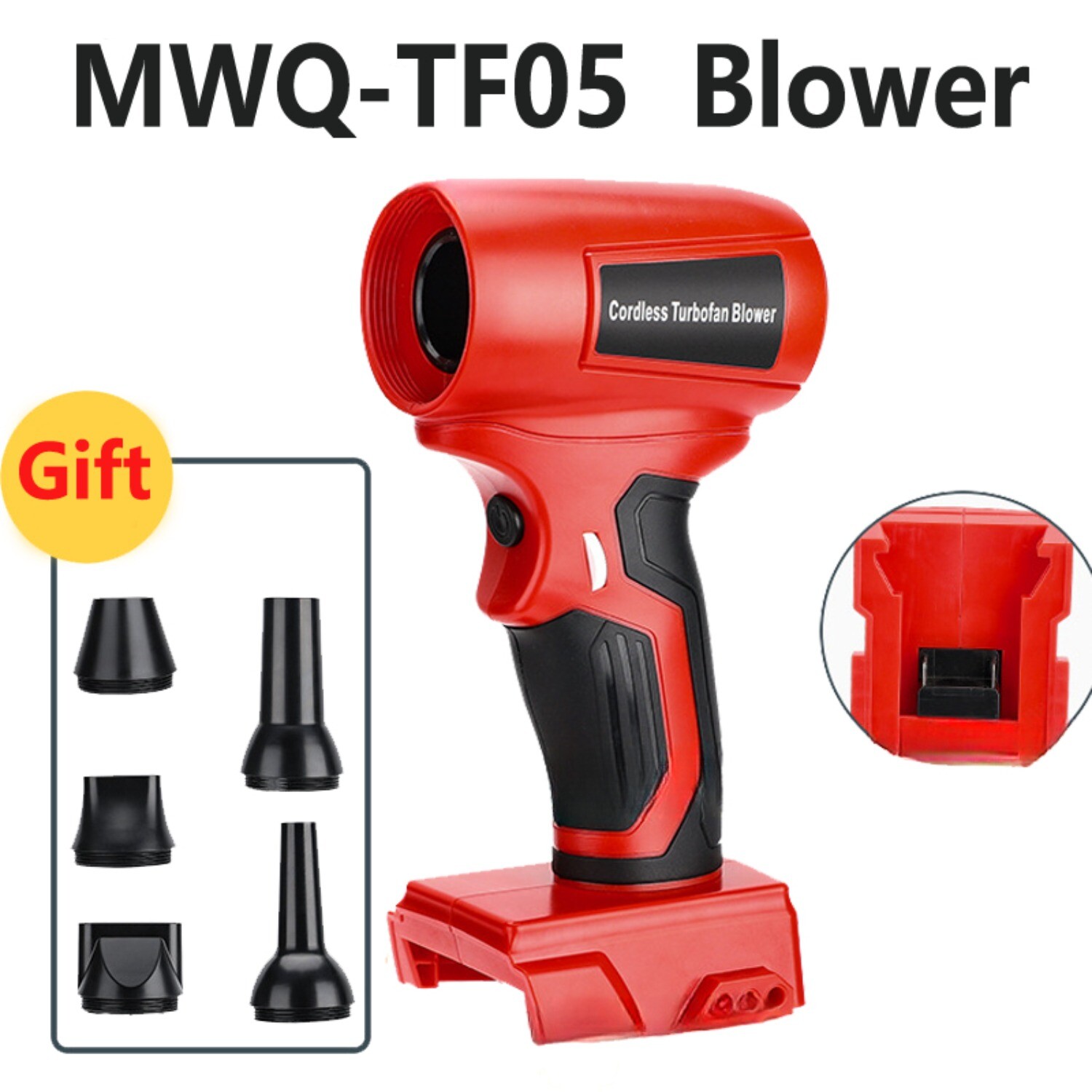 210W Cordless Air Blower Handheld Electric Jobsite Leaf Blower for Milwaukee 18V