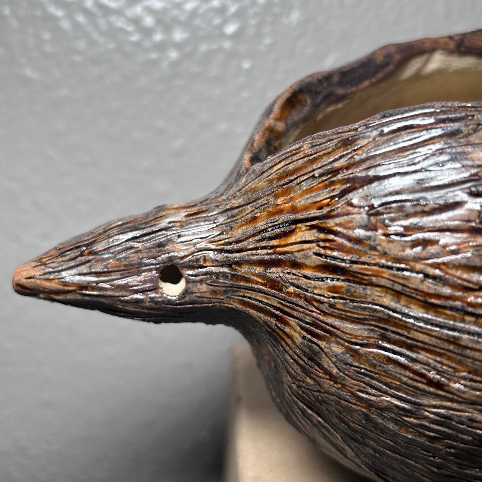 Unique Statue Figure Polystone Eggs Hatching n Log Bronze Home Decor 4.25lbs 14”