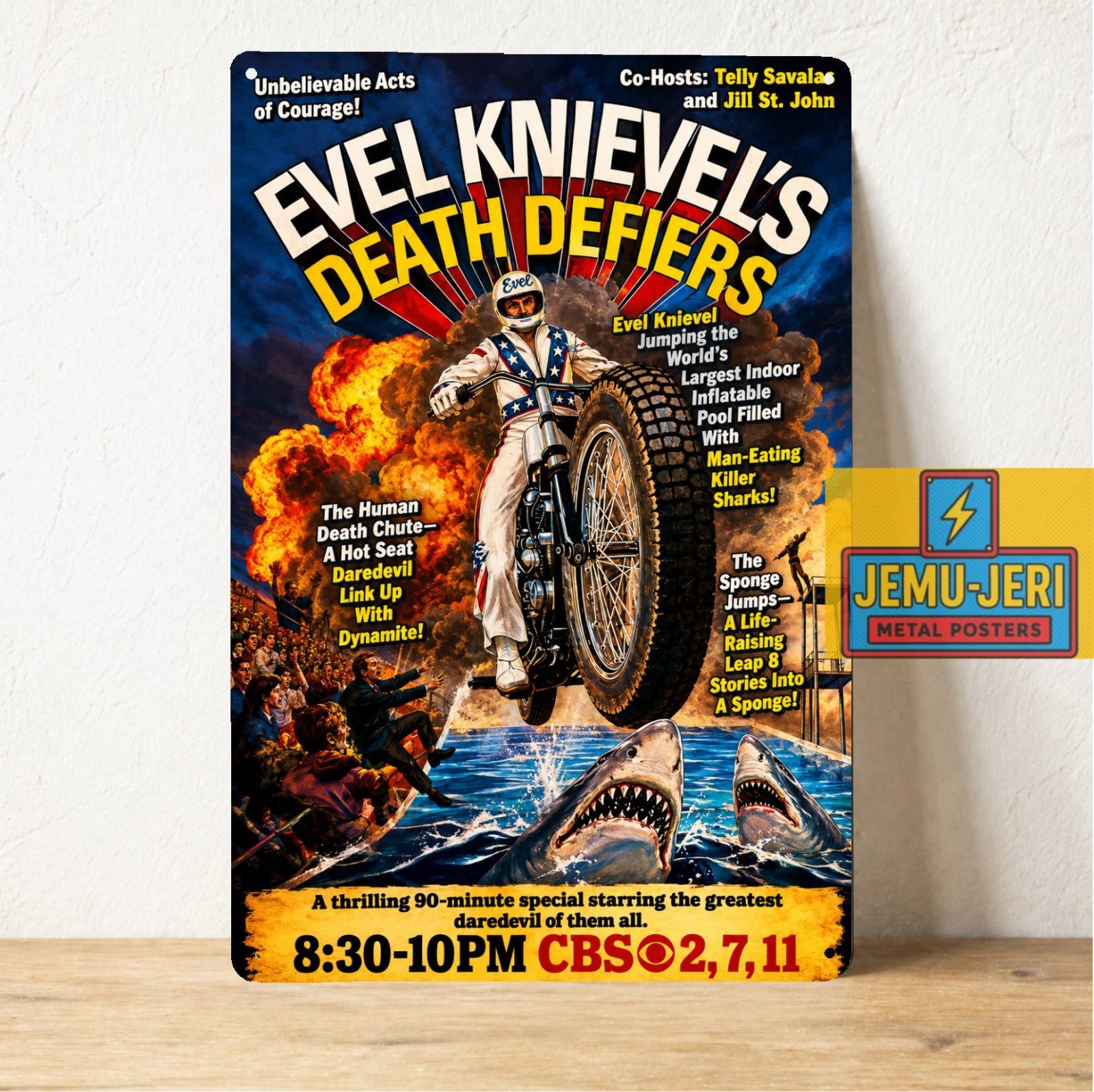 Evel Knievel Motorcycle Metal Tin Sign Poster 20x30cm Garage Wall Decor