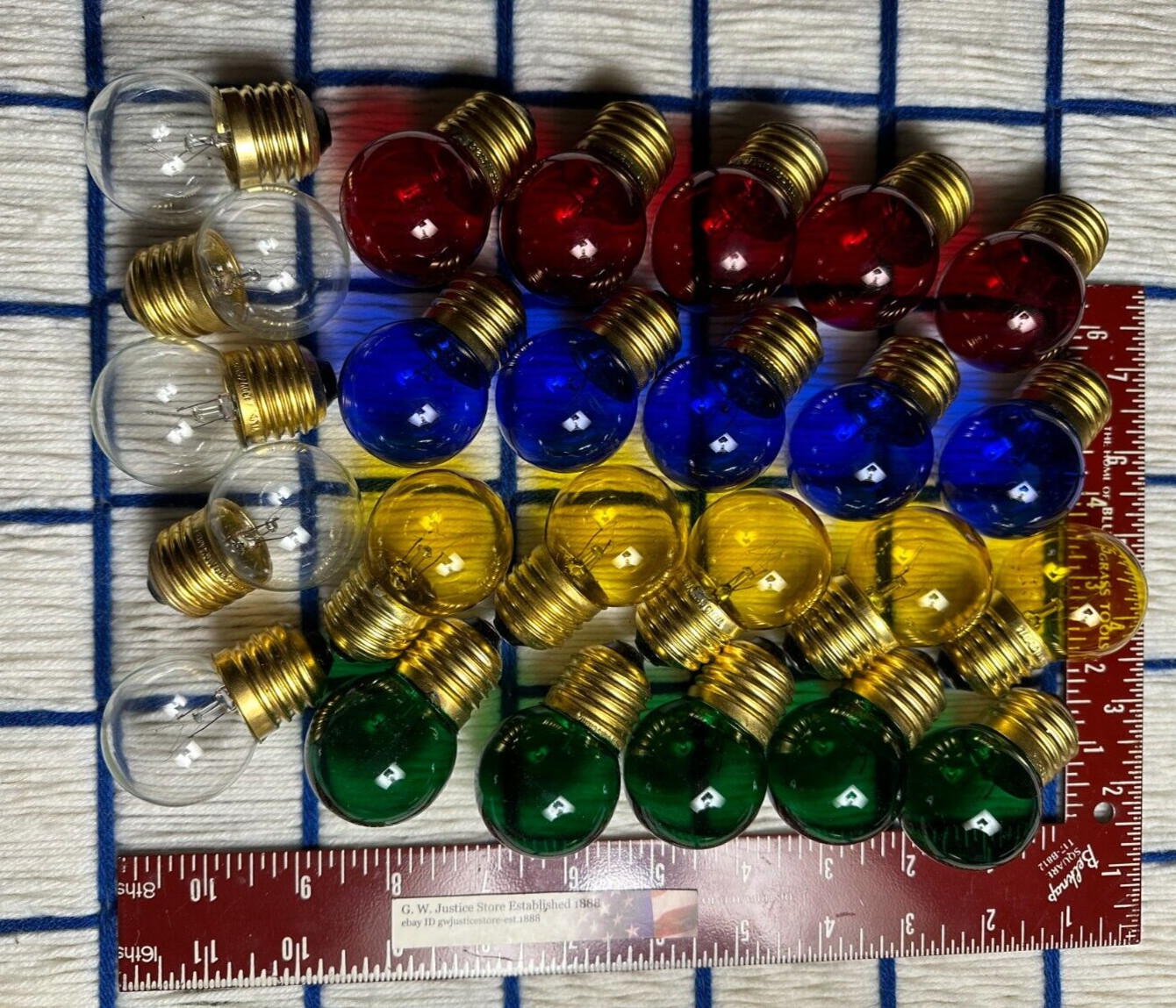BOXof25 new E27 assorted MIXED COLORS E26 CHRISTMAS 7.5G12.5 LIGHT bulb Globe 7w