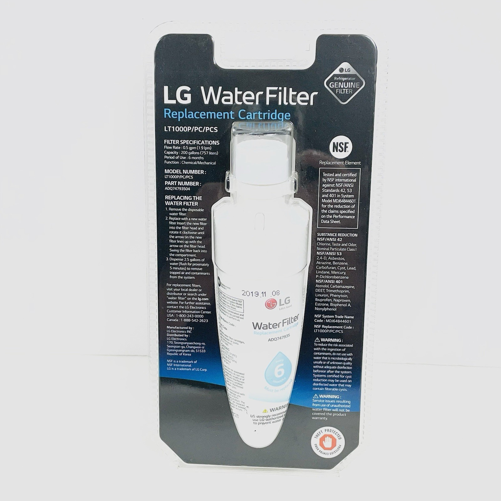 LG LT1000P/PC/PCS Refrigerator Water Filter NSF Rated Replacement Cartridge