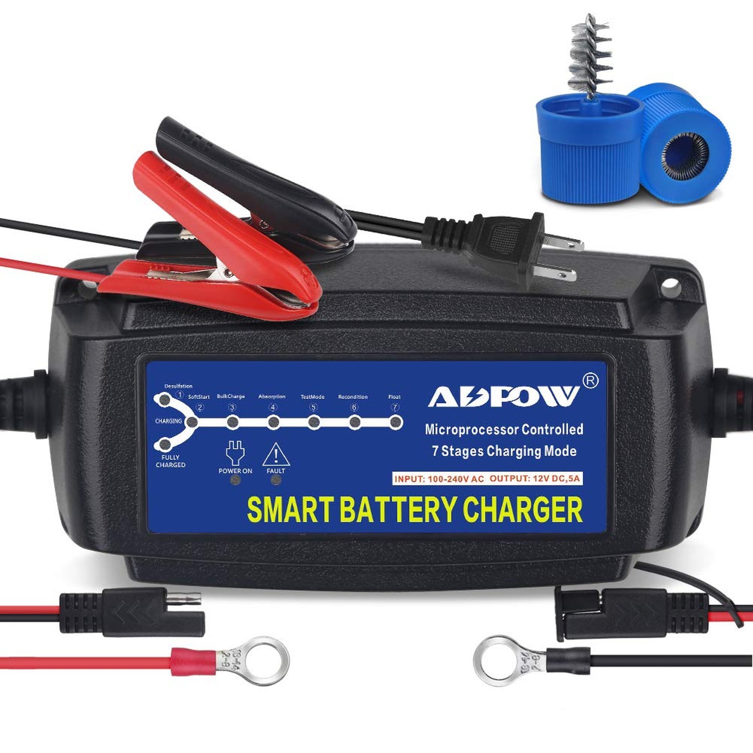 5A 12V Automatic Smart Battery Charger Automotive Maintainer 7-Stages Trickle…
