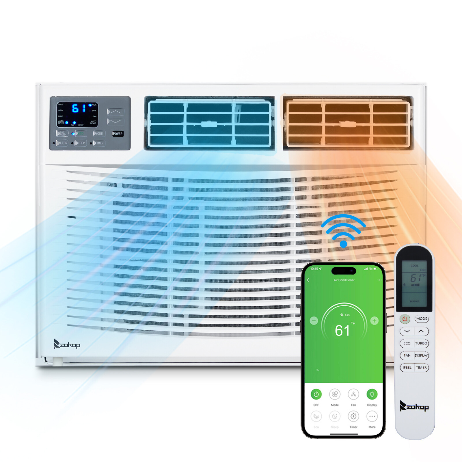 8000 BTU Window Air Conditioner with Heat, WIFI AC Unit & Heater Combo W/ Remote