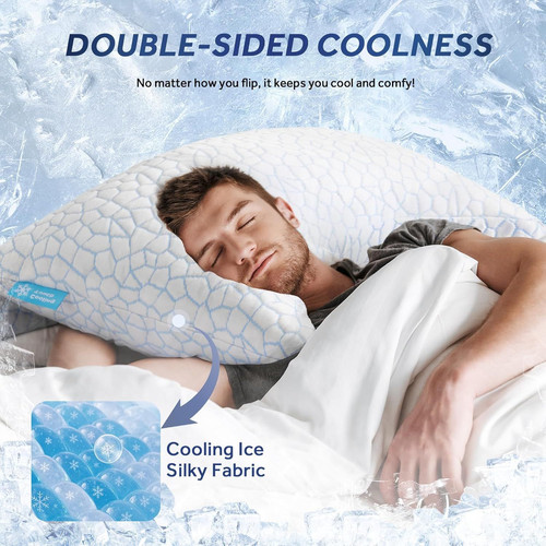 QUTOOL Cooling Side Sleeper Pillow for Neck Queen(1 Pack)-20’*30′, Icy Blue