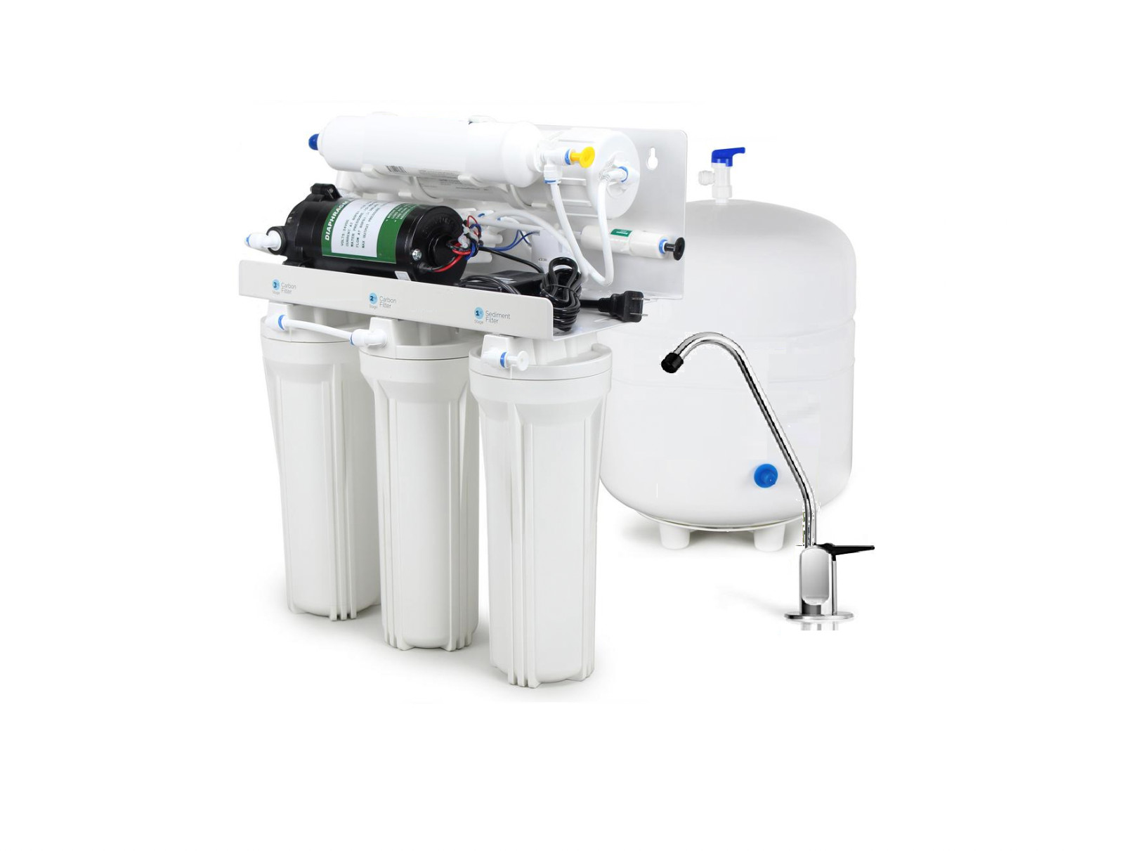 5 Stage w/Booster Pump: Complete 150 GPD Reverse Osmosis Water Filtration System