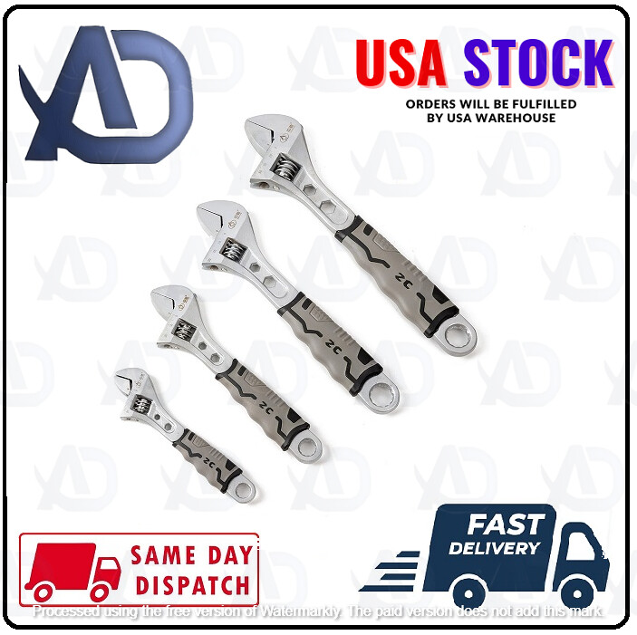 Adjustable Wrench with Black Handle Forged, Heat Treated, Chrome-plated- ( USA )