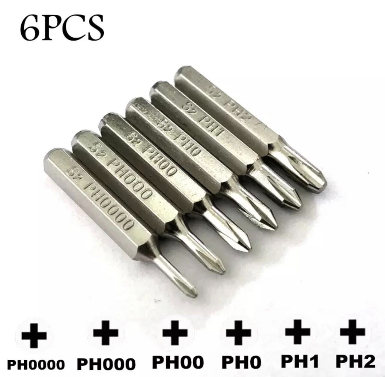 H4X28mm Cross Screwdriver Bits PH0000-PH000-PH00-PH0-PH1-PH2 4mm Hex Shank USA