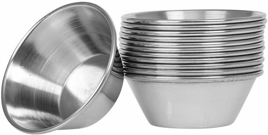 (Pack of 12) 1.5 oz Sauce Cups, Stainless Steel Condiment Cups / Portion Cups