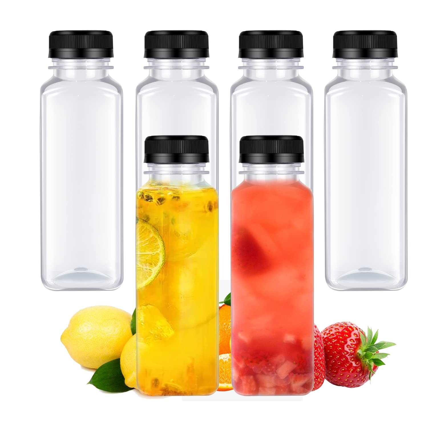 DODHEG 6 Pcs 14 Ounce Plastic Juice Bottle, Bulk Beverage Containers, Drink C…
