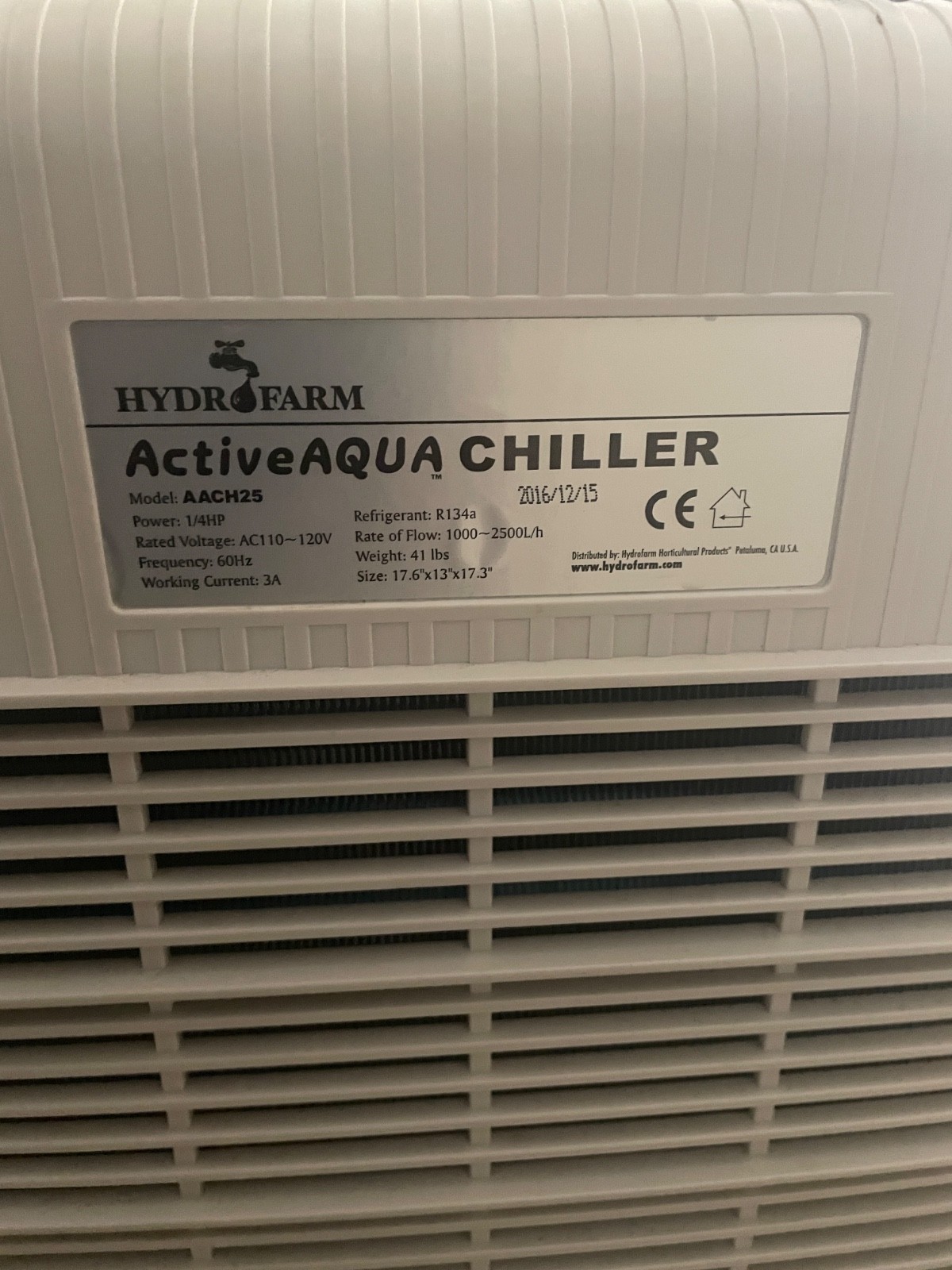 Active Aqua Chiller Refrigeration Unit 1/4 HP AACH25 hydrofarm