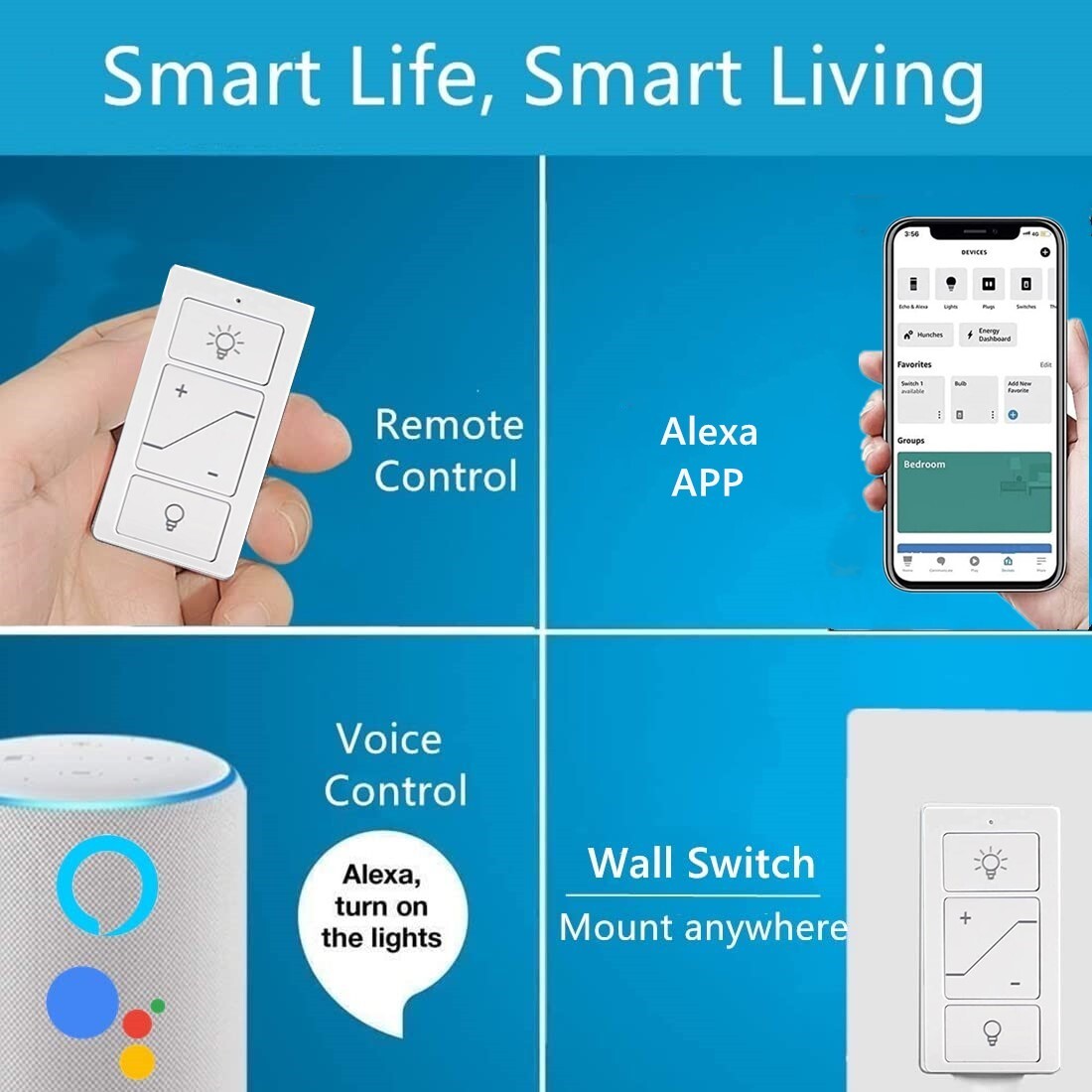 USED Smart Wireless Light Switch and Receiver Kit Dimming No wiring Work Alexa