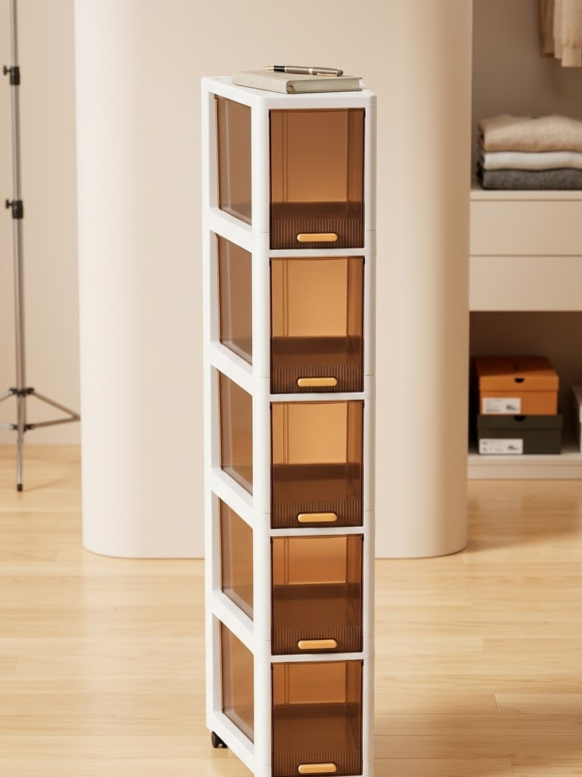 Narrow 5 Drawer Storage Cabinet Slim Rolling Cart Organiser Unit Free Delivery