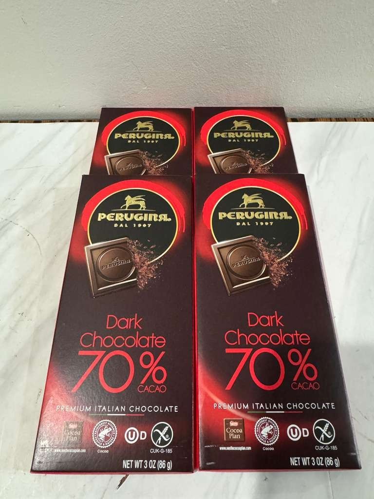 Perugina Chocolate 70% Dark Chocolate Tablet 3 oz (86g) each, Pack of 4