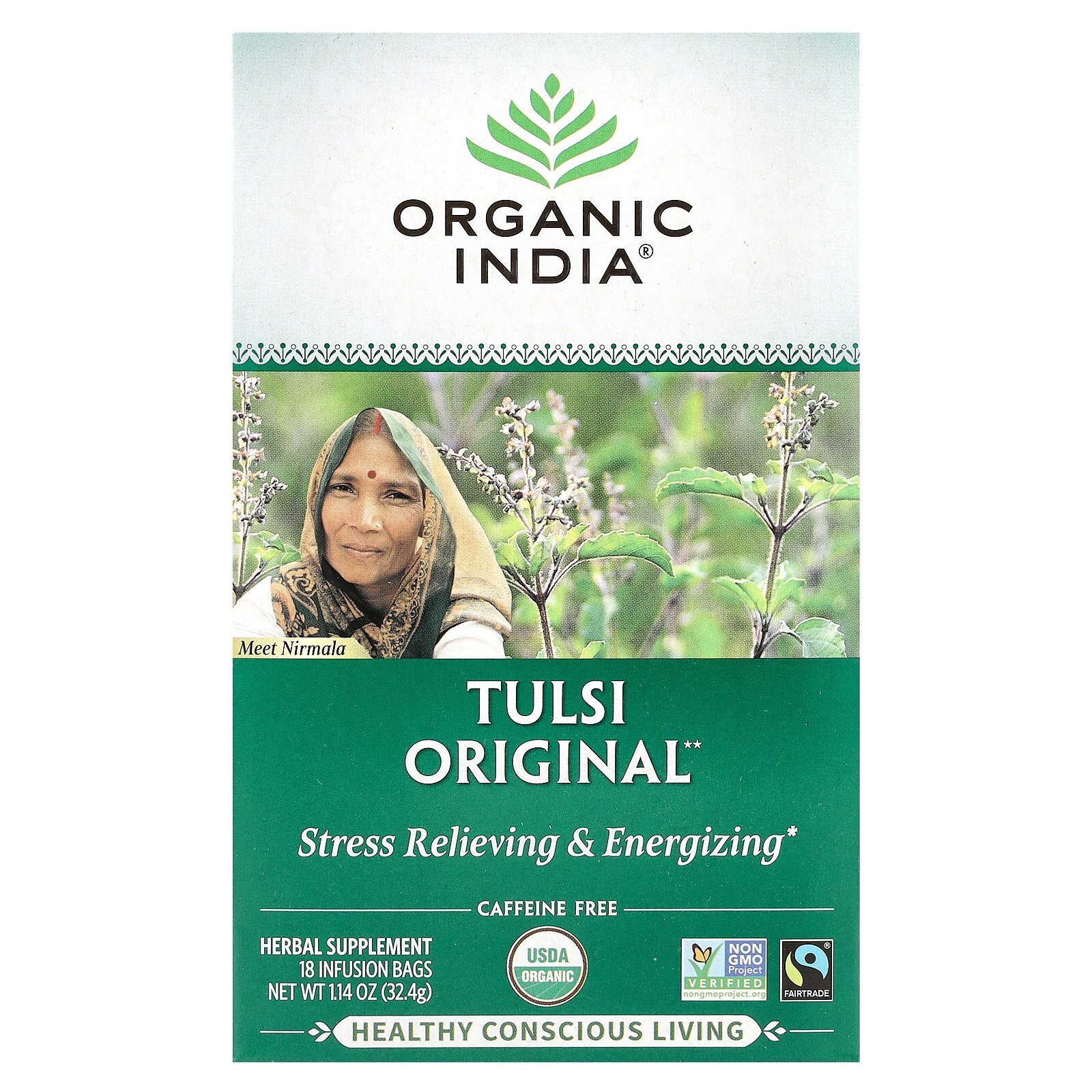 Tulsi Tea, Original, Caffeine-Free, 18 Infusion Bags, 1.14 oz (32.4 g)