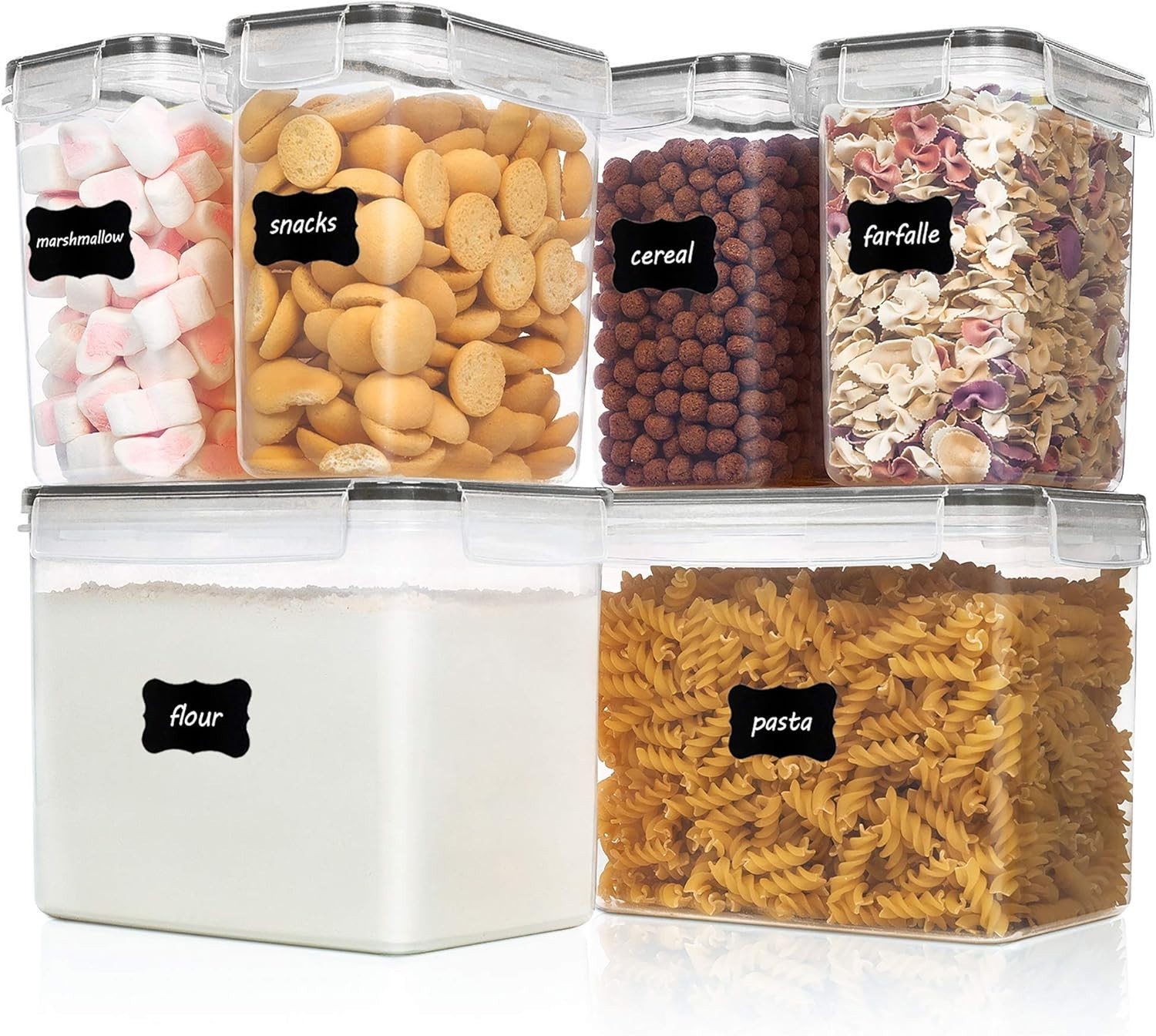 Airtight Food Storage Containers 6 Pieces Kitchen Pantry BPA Free Leakproof