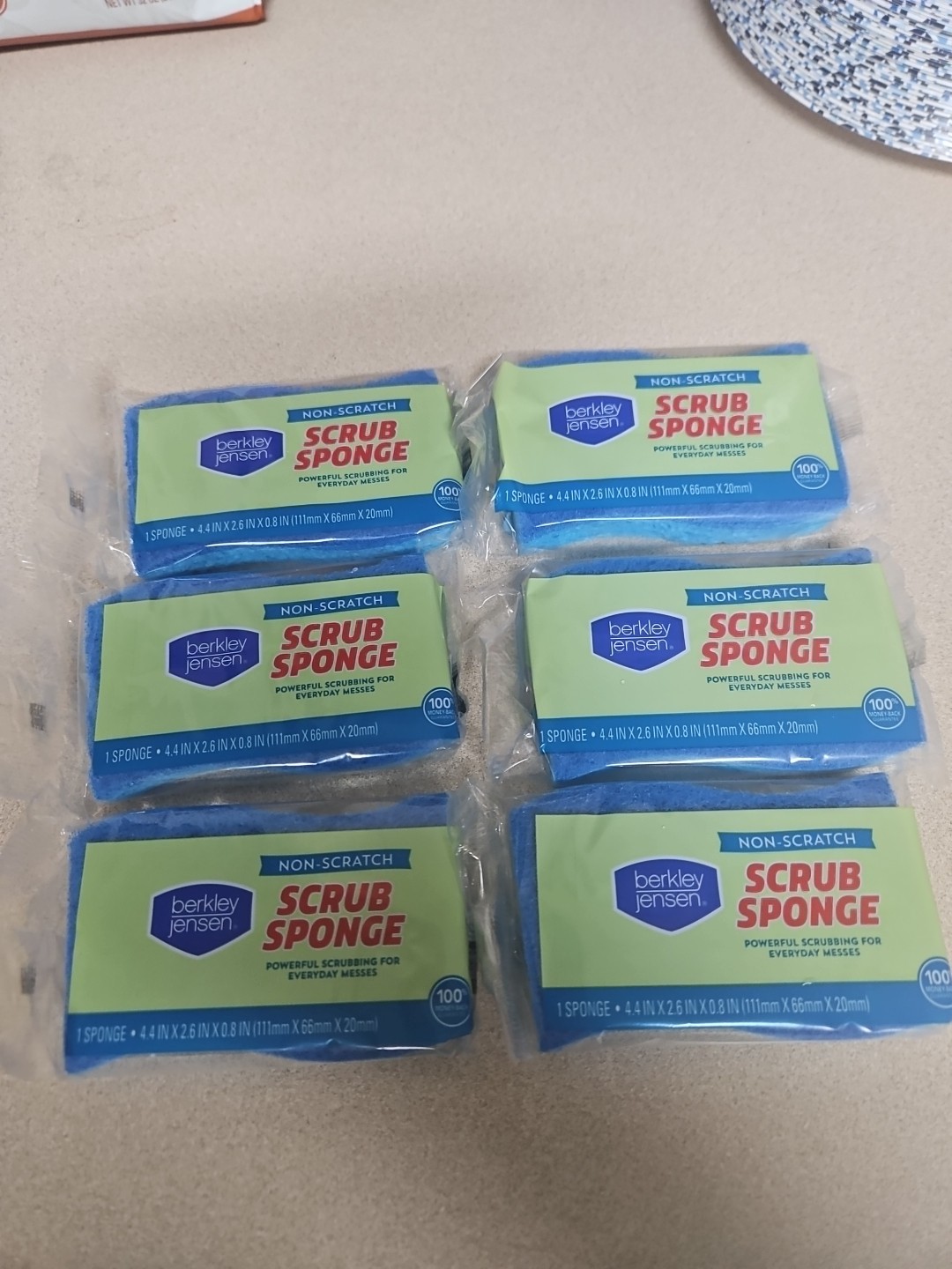 Berkley Jensen Non Scratch Scrub Sponges Blue 4.4”x2.6”x0.8” Lot Of 6