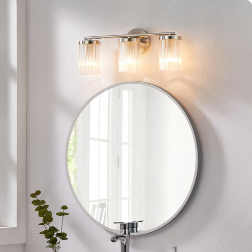 Housemark Luca 3-light BRUSHED NICKEL / Silver Bathroom Vanity Wall Sconce Light