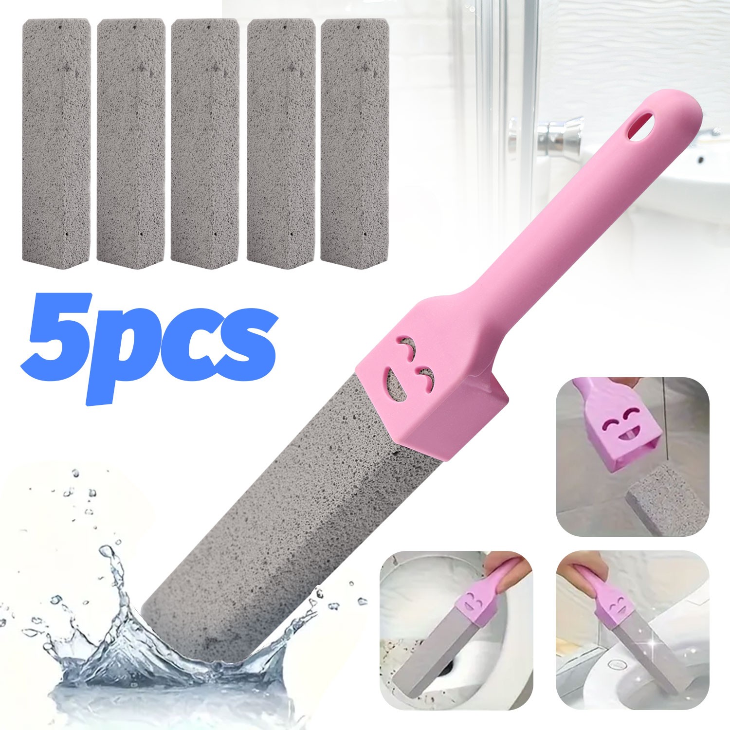 5/6 Packs Heavy Duty Handle Pumice Stone Cleaner Toilet Sink Hard Stain Remover