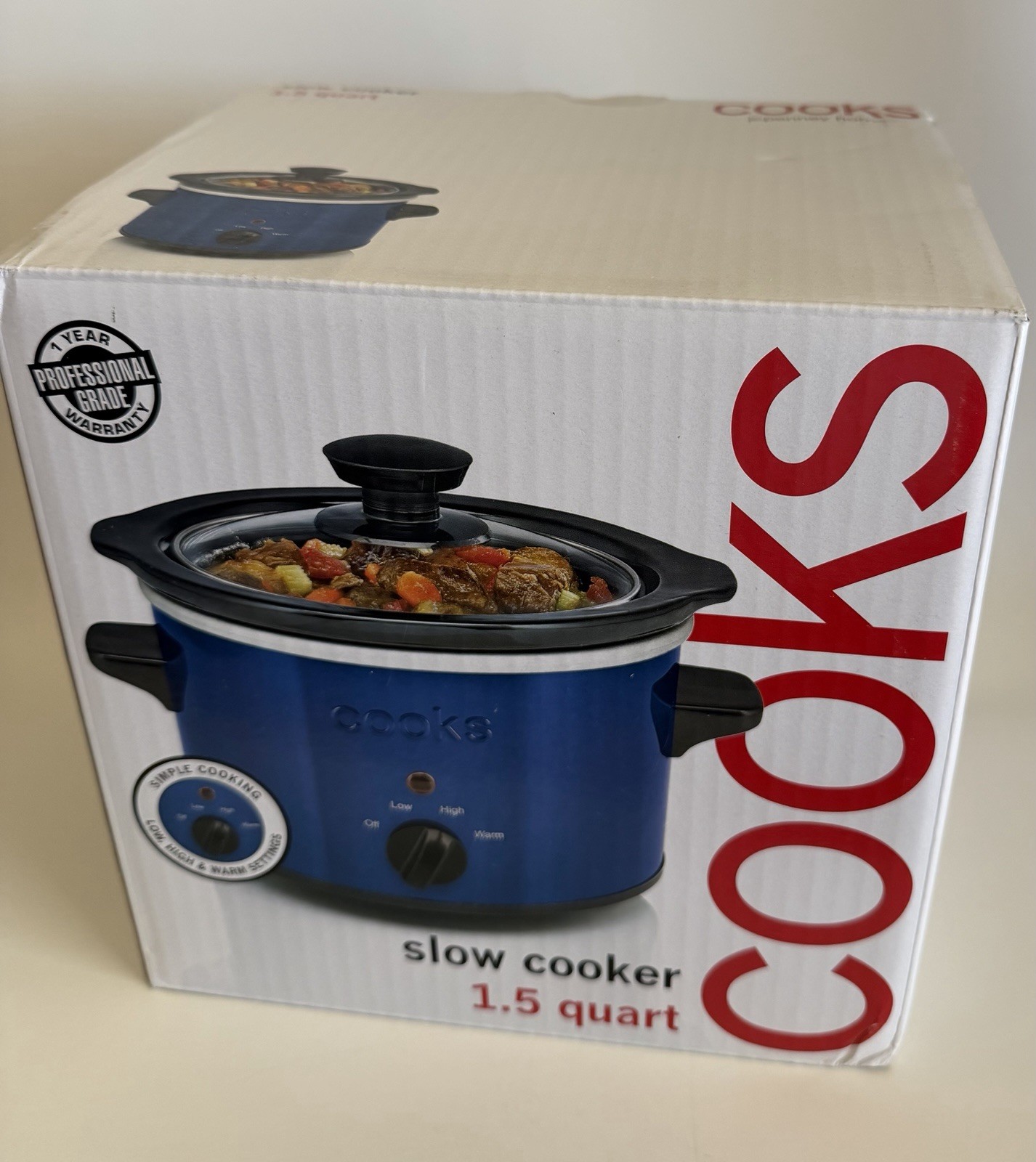 Cooks 1.5 Quart Qt Blue Slow Cooker Crock Pot Ceramic insert NIB