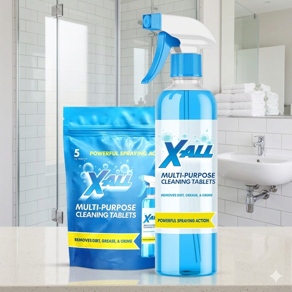 X-ALL Multi-Purpose Cleaner – Spray Bottle and 5x Cleaning Tablets. FREESHIP