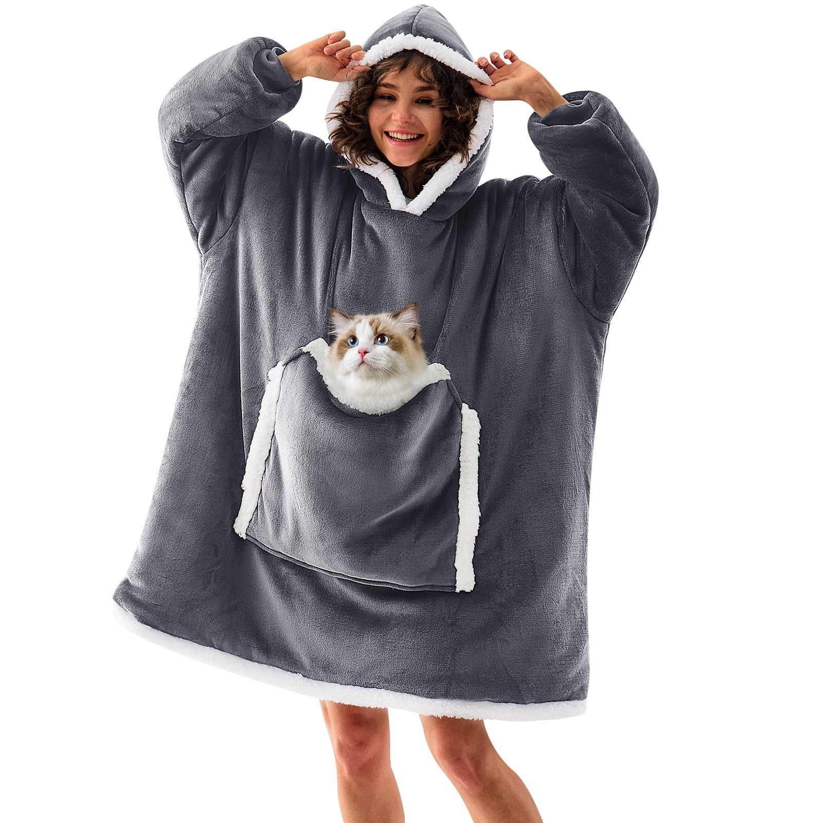 Wearable Blanket Hoodie, Birthday Gifts for Women Men Mom, Oversized Hooded B…