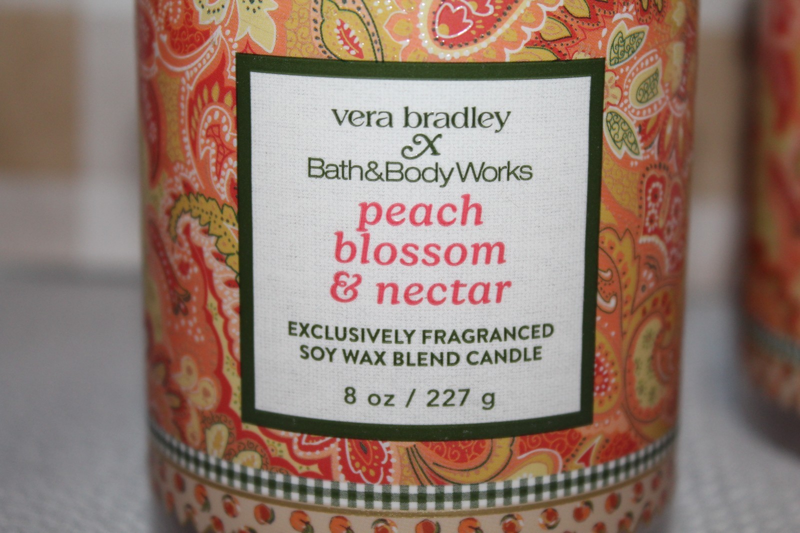 Bath & Body Works Vera Bradley PEACH BLOSSOM & NECTAR Single Wick 8 oz Set of 2