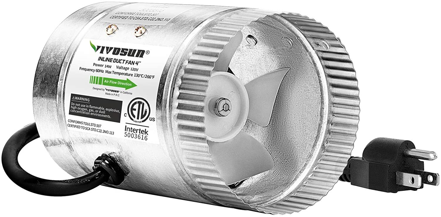 VIVOSUN 4″/6″/8″ Inline Fan HVAC Exhaust Blower Ventilation Fan 100/240/420 CFM