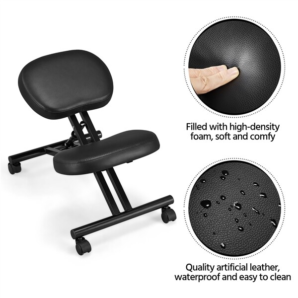 Ergonomic Kneeling Chair Adjustable Posture Chair Stool with Angled Seat Black