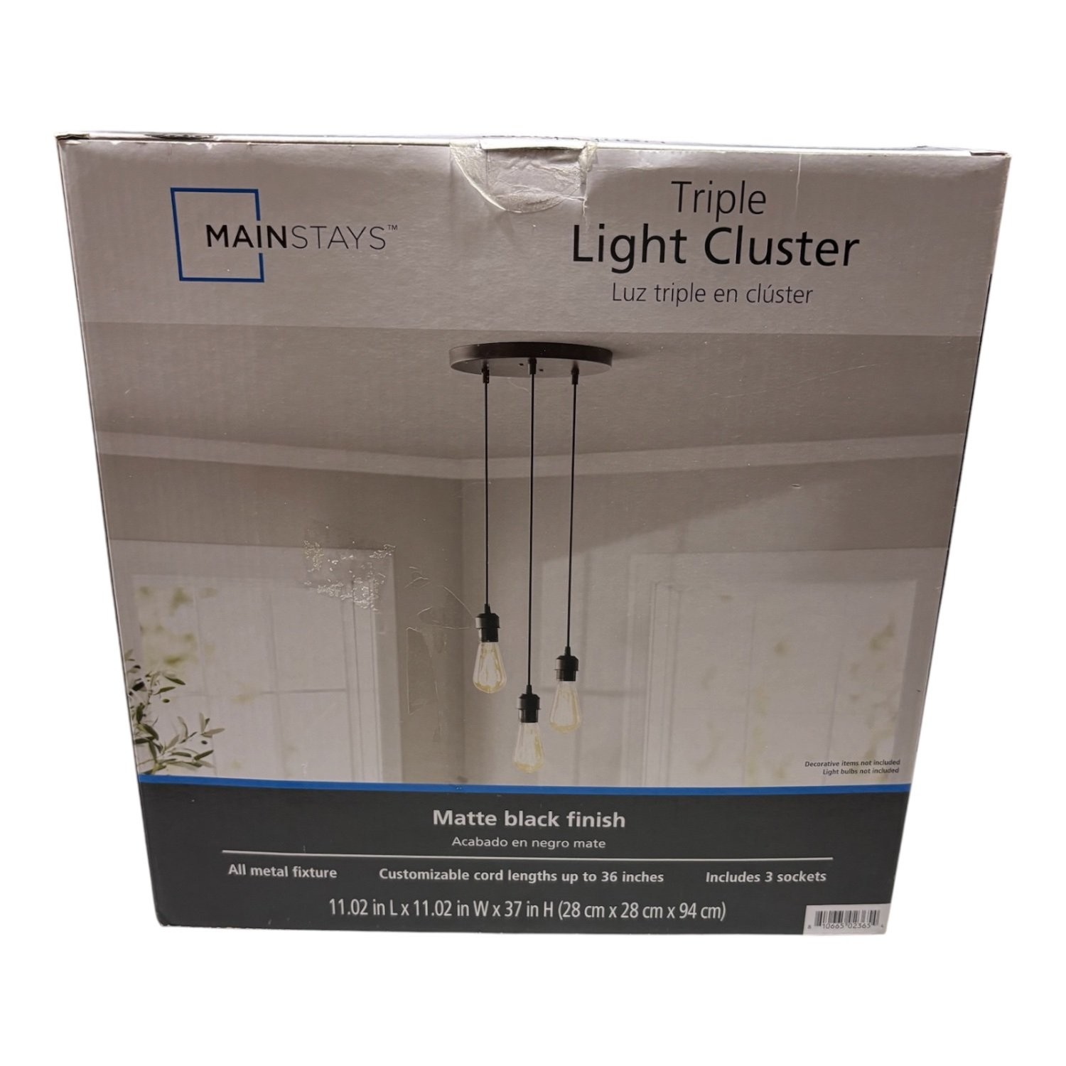 Mainstays Triple Light Cluster Pendant 11.02 in L X 1 Black Metal 3-light Design
