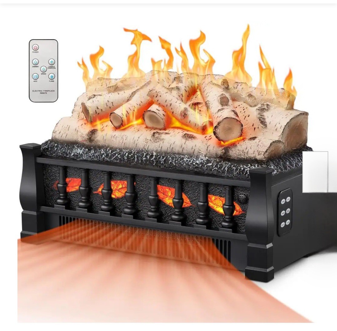 Electric Fireplace Set w/ Remote Realistic Flame & Ember User Heater Or None New