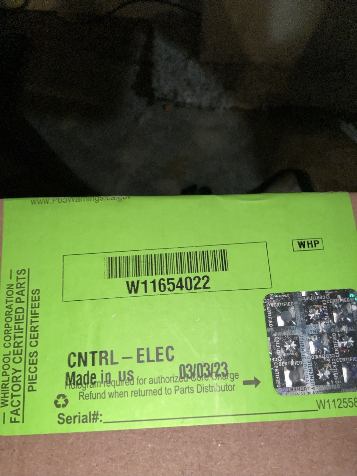 1 OEM Whirlpool Washer Control Board W11654022