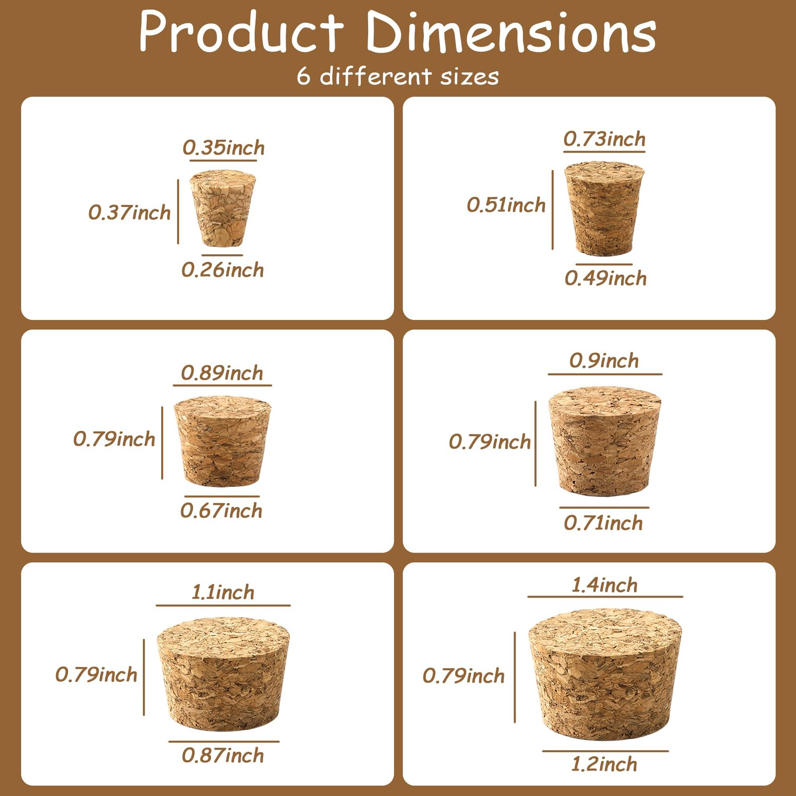 30PCS Natural Corks Stoppers, Assorted Sizes Cork for Bottles, Soft Wood Tape