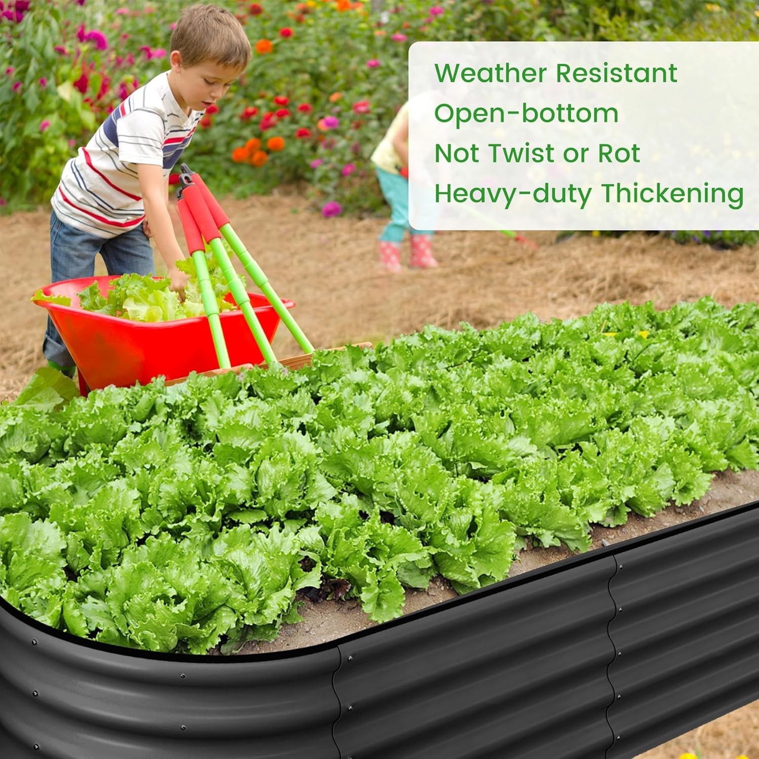 2 Pack Galvanized Raised Garden Bed Outdoor, 4.5 x 2 x 1 ft Metal Planter Box