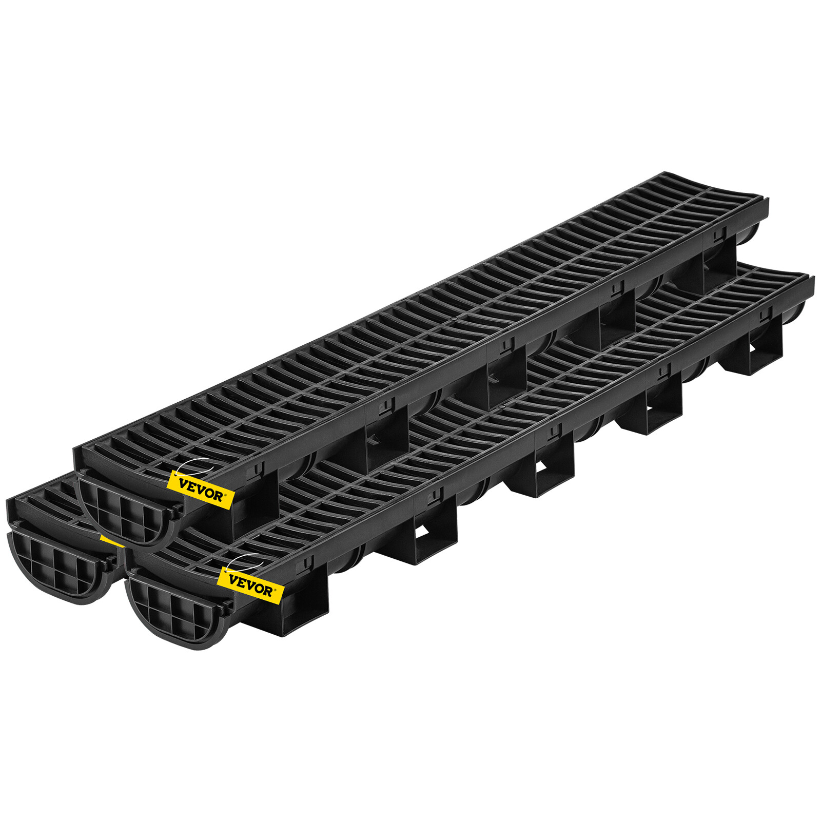 VEVOR Drainage Trench Driveway Channel Drain Kit Plastic Grate-5.7″x3.1″-3 Pack