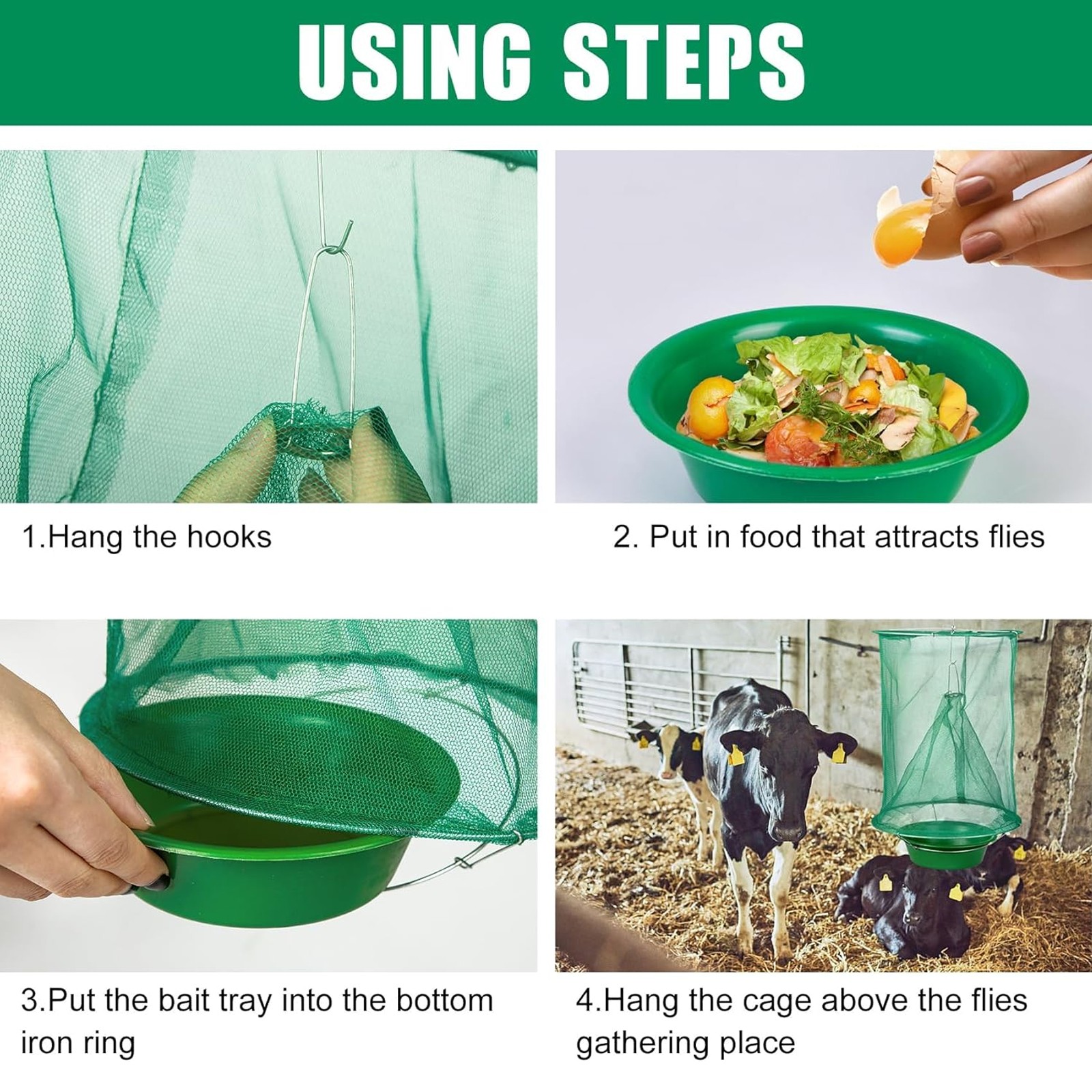 The Ranch Fly Trap Reusable Fly Pest Bug Catcher Killer Flies Cage Net Trap Lot